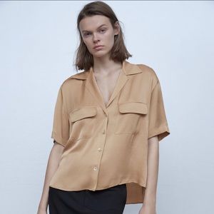 Zara Satin Effect Pocket Blouse